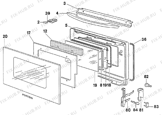 Взрыв-схема плиты (духовки) Electrolux EK6465/2 - Схема узла Door 003